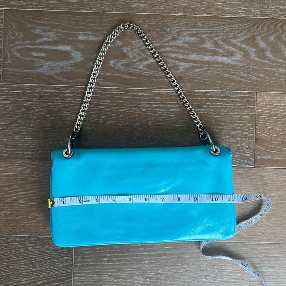 Michael Kors Leather Clutch Shoulder Bag | Blue - Picture 4 of 10